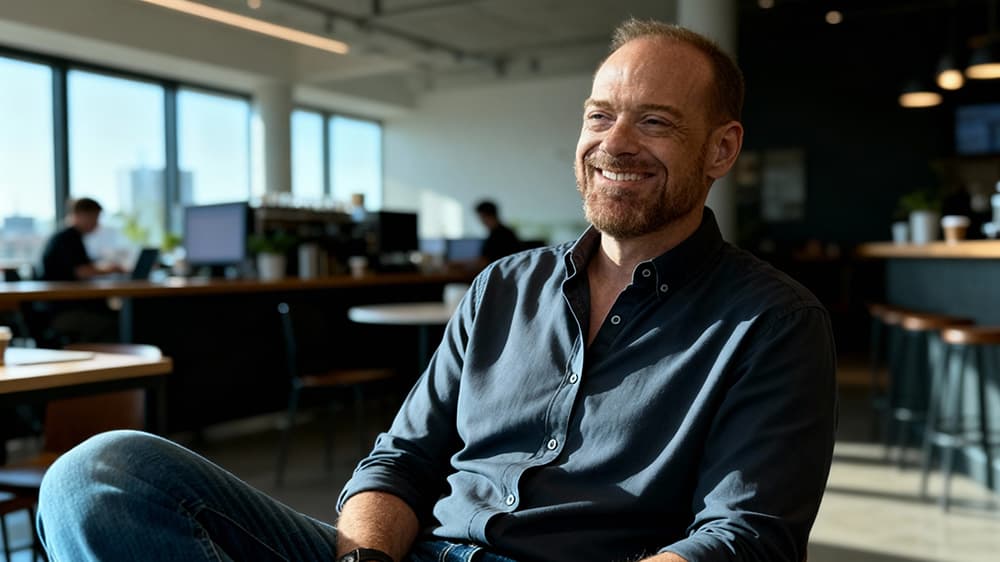 Joel Longie casual professional portrait, UX designer and YouTuber